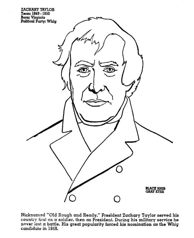  Zachary Taylor Coloring Page