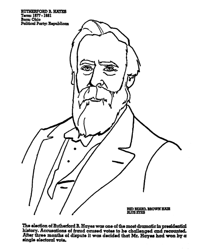  Rutherford B. Hayes Coloring Page