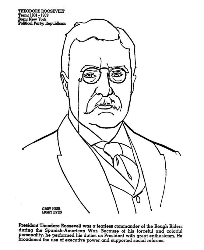  Theodore (Teddy) Roosevelt Coloring Page