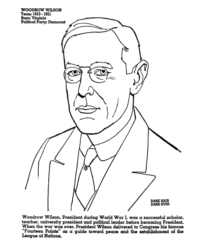  Woodrow Wilson Coloring Page