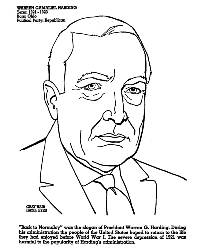  Warren Harding Coloring Page