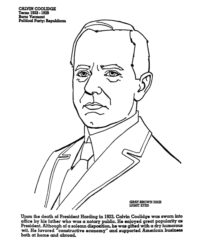  Calvin Coolidge Coloring Page