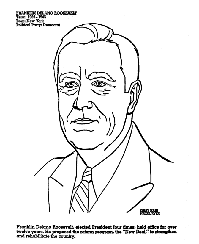  Franklin D Roosevelt Coloring Page