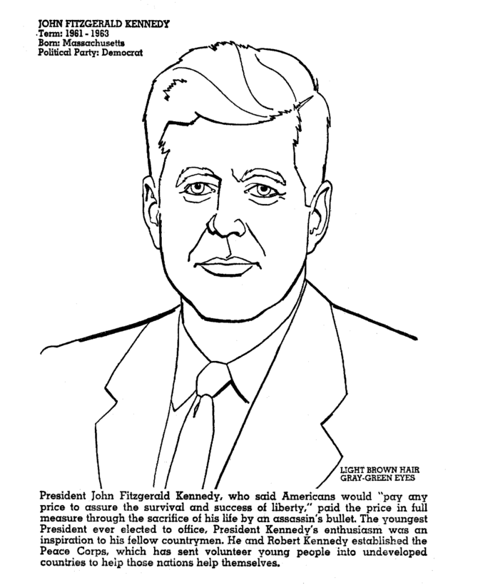  John F. Kennedy Coloring Page