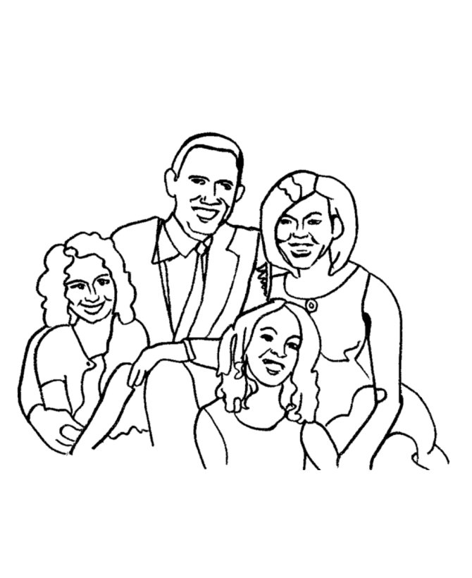 Obama First Family Coloring Page